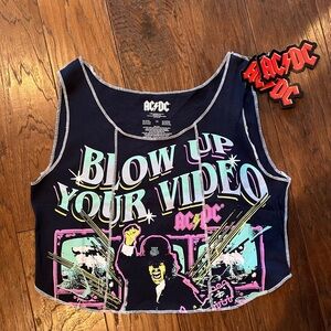 AC/DC Blow Up Your Video Graphic Crop Top-1X-New!